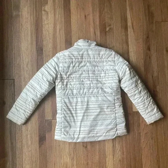 The North Face Reversible Girls Puffer Faux Fur Jacket‎ Sz 18 Cream Ski Winter